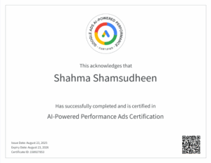 AI-Powered Ads Certification Best freelance digital marketer in Malappuram, Kerala